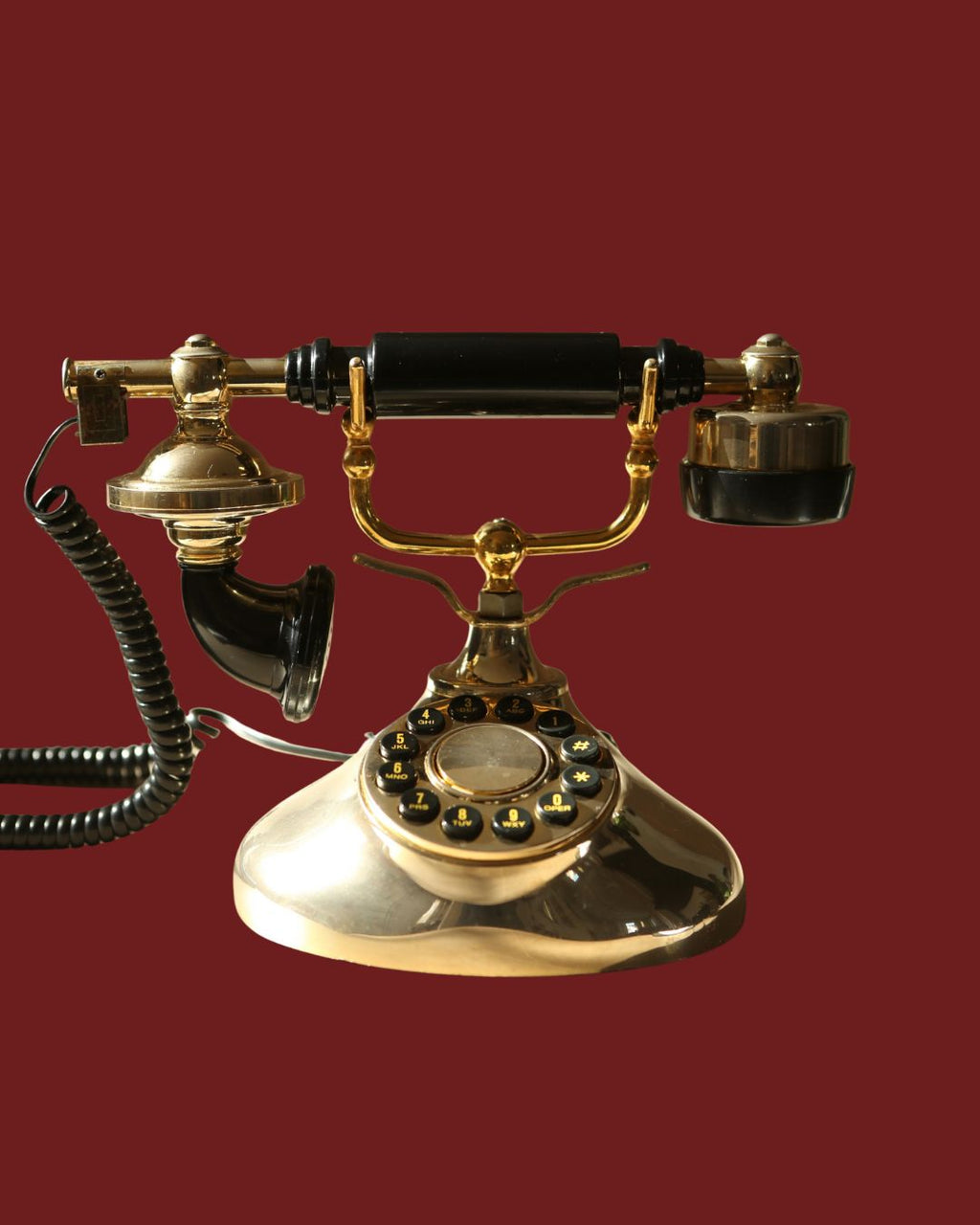 Gold and black audio guestbook phone rental from The Other Line